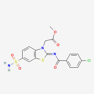 (Z)-methyl 2-(2-((4-chlorobenzoyl)imino)-6-sulfamoylbenzo[d]thiazol-3(2H)-yl)acetate