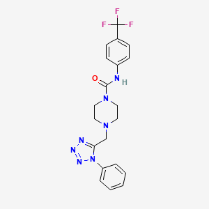 molecular formula C20H20F3N7O B2911558 4-((1-phenyl-1H-tetrazol-5-yl)methyl)-N-(4-(trifluoromethyl)phenyl)piperazine-1-carboxamide CAS No. 1040652-30-9