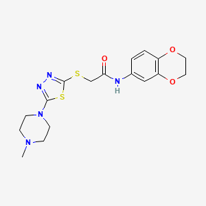 molecular formula C17H21N5O3S2 B2911559 N-(2,3-dihydro-1,4-benzodioxin-6-yl)-2-{[5-(4-methylpiperazin-1-yl)-1,3,4-thiadiazol-2-yl]sulfanyl}acetamide CAS No. 1105251-30-6