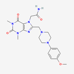 molecular formula C21H27N7O4 B2911566 2-(8-{[4-(4-methoxyphenyl)piperazin-1-yl]methyl}-1,3-dimethyl-2,6-dioxo-1,2,3,6-tetrahydro-7H-purin-7-yl)acetamide CAS No. 851940-90-4