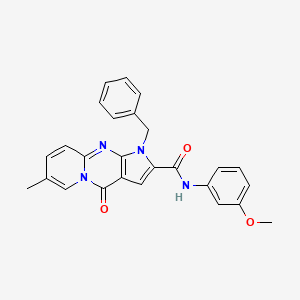 molecular formula C26H22N4O3 B2911567 1-benzyl-N-(3-methoxyphenyl)-7-methyl-4-oxo-1,4-dihydropyrido[1,2-a]pyrrolo[2,3-d]pyrimidine-2-carboxamide CAS No. 902024-16-2