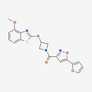 molecular formula C19H15N3O5S B2911578 (5-(Furan-2-yl)isoxazol-3-yl)(3-((4-methoxybenzo[d]thiazol-2-yl)oxy)azetidin-1-yl)methanone CAS No. 1421466-36-5