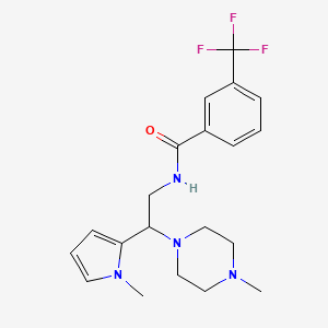 molecular formula C20H25F3N4O B2911580 N-(2-(1-methyl-1H-pyrrol-2-yl)-2-(4-methylpiperazin-1-yl)ethyl)-3-(trifluoromethyl)benzamide CAS No. 1049444-94-1