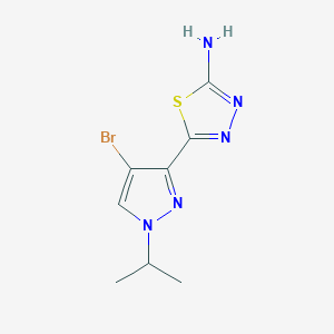 molecular formula C8H10BrN5S B2911581 5-(4-Bromo-1-propan-2-ylpyrazol-3-yl)-1,3,4-thiadiazol-2-amine CAS No. 1946822-49-6