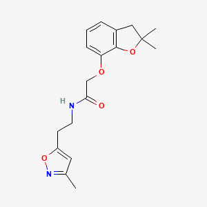 molecular formula C18H22N2O4 B2911596 2-((2,2-dimethyl-2,3-dihydrobenzofuran-7-yl)oxy)-N-(2-(3-methylisoxazol-5-yl)ethyl)acetamide CAS No. 1421501-11-2