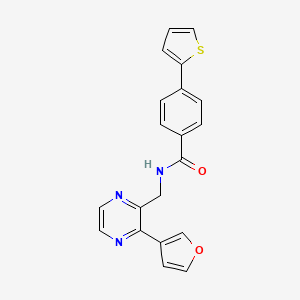 molecular formula C20H15N3O2S B2911601 N-((3-(furan-3-yl)pyrazin-2-yl)methyl)-4-(thiophen-2-yl)benzamide CAS No. 2034423-14-6
