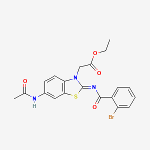 molecular formula C20H18BrN3O4S B2911606 (Z)-ethyl 2-(6-acetamido-2-((2-bromobenzoyl)imino)benzo[d]thiazol-3(2H)-yl)acetate CAS No. 865248-48-2