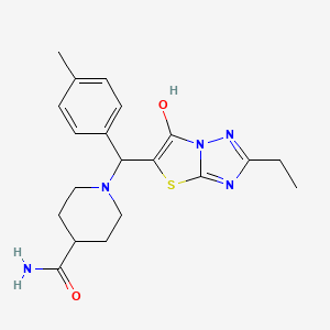 molecular formula C20H25N5O2S B2911607 1-((2-Ethyl-6-hydroxythiazolo[3,2-b][1,2,4]triazol-5-yl)(p-tolyl)methyl)piperidine-4-carboxamide CAS No. 898345-50-1