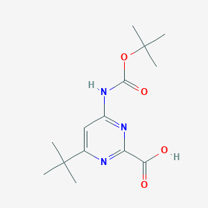 molecular formula C14H21N3O4 B2911612 4-Tert-butyl-6-[(2-methylpropan-2-yl)oxycarbonylamino]pyrimidine-2-carboxylic acid CAS No. 2248309-63-7