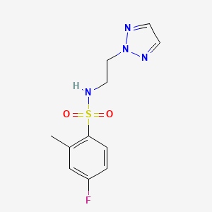 molecular formula C11H13FN4O2S B2911615 N-(2-(2H-1,2,3-triazol-2-yl)ethyl)-4-fluoro-2-methylbenzenesulfonamide CAS No. 2097914-89-9