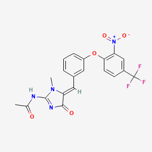 molecular formula C20H15F3N4O5 B2911616 N-[(5Z)-1-methyl-5-[[3-[2-nitro-4-(trifluoromethyl)phenoxy]phenyl]methylidene]-4-oxoimidazol-2-yl]acetamide CAS No. 866154-71-4