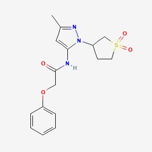 molecular formula C16H19N3O4S B2911617 N-(1-(1,1-dioxidotetrahydrothiophen-3-yl)-3-methyl-1H-pyrazol-5-yl)-2-phenoxyacetamide CAS No. 1170464-35-3