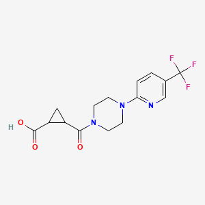 molecular formula C15H16F3N3O3 B2911621 2-((4-(5-(Trifluoromethyl)-2-pyridyl)piperazinyl)carbonyl)cyclopropanecarboxylic acid CAS No. 913511-98-5