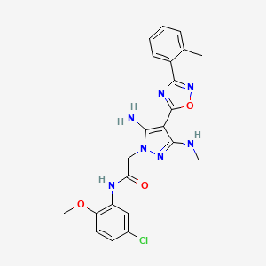 molecular formula C22H22ClN7O3 B2911629 2-(5-amino-3-(methylamino)-4-(3-(o-tolyl)-1,2,4-oxadiazol-5-yl)-1H-pyrazol-1-yl)-N-(5-chloro-2-methoxyphenyl)acetamide CAS No. 1170249-05-4