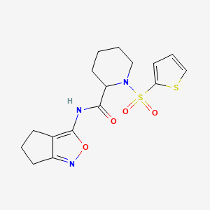 molecular formula C16H19N3O4S2 B2911631 N-{4H,5H,6H-cyclopenta[c][1,2]oxazol-3-yl}-1-(thiophene-2-sulfonyl)piperidine-2-carboxamide CAS No. 1050202-93-1
