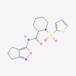 molecular formula C16H19N3O4S2 B2911631 N-(5,6-dihydro-4H-cyclopenta[c]isoxazol-3-yl)-1-(thiophen-2-ylsulfonyl)piperidine-2-carboxamide CAS No. 1050202-93-1
