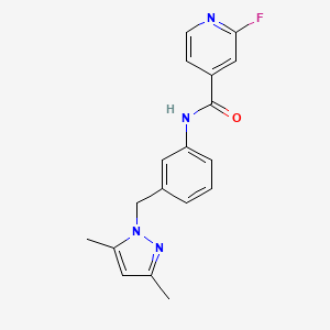 molecular formula C18H17FN4O B2911651 N-{3-[(3,5-dimethyl-1H-pyrazol-1-yl)methyl]phenyl}-2-fluoropyridine-4-carboxamide CAS No. 1356722-76-3