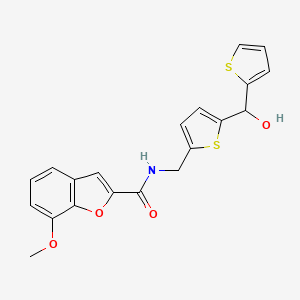 molecular formula C20H17NO4S2 B2911659 N-((5-(hydroxy(thiophen-2-yl)methyl)thiophen-2-yl)methyl)-7-methoxybenzofuran-2-carboxamide CAS No. 1421522-62-4