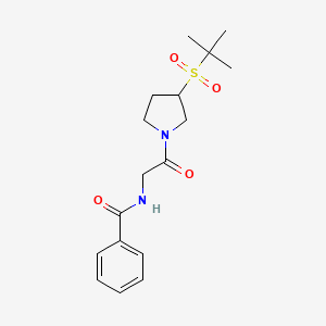 molecular formula C17H24N2O4S B2911660 N-(2-(3-(tert-butylsulfonyl)pyrrolidin-1-yl)-2-oxoethyl)benzamide CAS No. 1448122-02-8