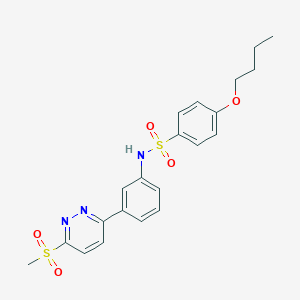 molecular formula C21H23N3O5S2 B2911671 4-butoxy-N-(3-(6-(methylsulfonyl)pyridazin-3-yl)phenyl)benzenesulfonamide CAS No. 1005297-39-1