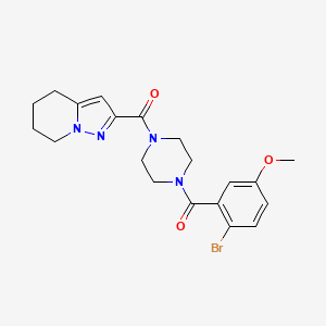 molecular formula C20H23BrN4O3 B2911672 (4-(2-Bromo-5-methoxybenzoyl)piperazin-1-yl)(4,5,6,7-tetrahydropyrazolo[1,5-a]pyridin-2-yl)methanone CAS No. 1903113-69-8