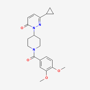 molecular formula C21H25N3O4 B2911675 6-Cyclopropyl-2-[1-(3,4-dimethoxybenzoyl)piperidin-4-yl]pyridazin-3-one CAS No. 2309570-93-0