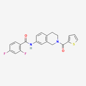 molecular formula C21H16F2N2O2S B2911677 2,4-difluoro-N-(2-(thiophene-2-carbonyl)-1,2,3,4-tetrahydroisoquinolin-7-yl)benzamide CAS No. 955689-98-2