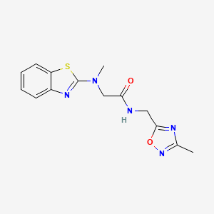 molecular formula C14H15N5O2S B2911678 2-(benzo[d]thiazol-2-yl(methyl)amino)-N-((3-methyl-1,2,4-oxadiazol-5-yl)methyl)acetamide CAS No. 1351643-94-1