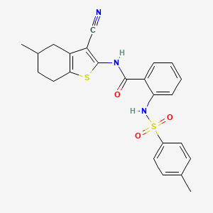molecular formula C24H23N3O3S2 B2911680 N-(3-CYANO-5-METHYL-4,5,6,7-TETRAHYDRO-1-BENZOTHIOPHEN-2-YL)-2-(4-METHYLBENZENESULFONAMIDO)BENZAMIDE CAS No. 392238-99-2
