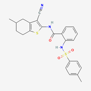 molecular formula C24H23N3O3S2 B2911680 N-(3-cyano-5-methyl-4,5,6,7-tetrahydro-1-benzothiophen-2-yl)-2-[(4-methylphenyl)sulfonylamino]benzamide CAS No. 392238-99-2