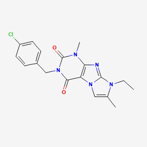 molecular formula C18H18ClN5O2 B2911683 3-(4-chlorobenzyl)-8-ethyl-1,7-dimethyl-1H-imidazo[2,1-f]purine-2,4(3H,8H)-dione CAS No. 896322-80-8