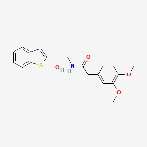 molecular formula C21H23NO4S B2911688 N-[2-(1-benzothiophen-2-yl)-2-hydroxypropyl]-2-(3,4-dimethoxyphenyl)acetamide CAS No. 2034403-67-1
