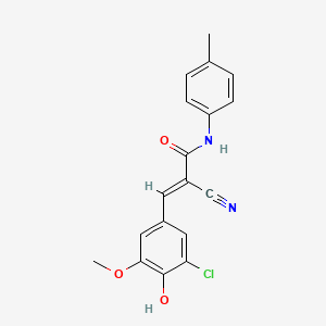 molecular formula C18H15ClN2O3 B2911734 (E)-3-(3-CHLORO-4-HYDROXY-5-METHOXYPHENYL)-2-CYANO-N~1~-(4-METHYLPHENYL)-2-PROPENAMIDE CAS No. 444598-25-8