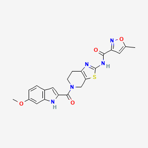 molecular formula C21H19N5O4S B2911757 N-(5-(6-methoxy-1H-indole-2-carbonyl)-4,5,6,7-tetrahydrothiazolo[5,4-c]pyridin-2-yl)-5-methylisoxazole-3-carboxamide CAS No. 1421491-80-6