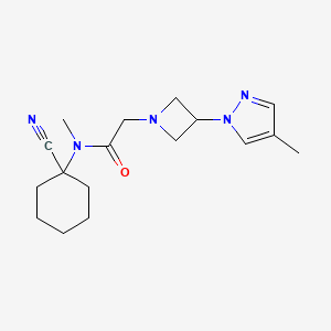 molecular formula C17H25N5O B2911760 N-(1-cyanocyclohexyl)-N-methyl-2-[3-(4-methyl-1H-pyrazol-1-yl)azetidin-1-yl]acetamide CAS No. 1384681-93-9