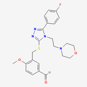 molecular formula C23H25FN4O3S B2911767 3-[[5-(4-Fluorophenyl)-4-(2-morpholin-4-ylethyl)-1,2,4-triazol-3-yl]sulfanylmethyl]-4-methoxybenzaldehyde CAS No. 1147638-74-1