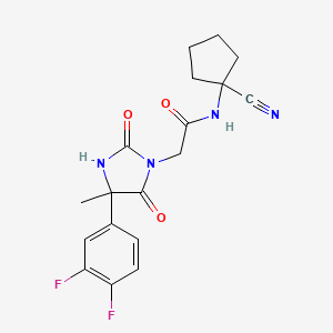molecular formula C18H18F2N4O3 B2911776 N-(1-Cyanocyclopentyl)-2-[4-(3,4-difluorophenyl)-4-methyl-2,5-dioxoimidazolidin-1-YL]acetamide CAS No. 1324516-03-1