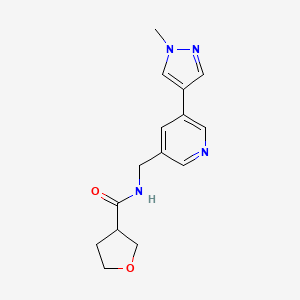 molecular formula C15H18N4O2 B2911801 N-{[5-(1-methyl-1H-pyrazol-4-yl)pyridin-3-yl]methyl}oxolane-3-carboxamide CAS No. 2034309-12-9