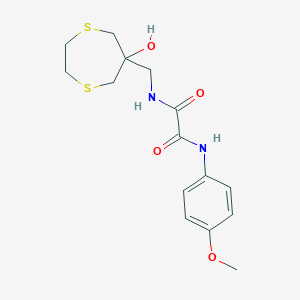 molecular formula C15H20N2O4S2 B2911836 N'-[(6-hydroxy-1,4-dithiepan-6-yl)methyl]-N-(4-methoxyphenyl)ethanediamide CAS No. 2415504-17-3