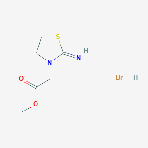 molecular formula C6H11BrN2O2S B2911867 Methyl (2-imino-1,3-thiazolidin-3-yl)acetate hydrobromide CAS No. 138404-38-3