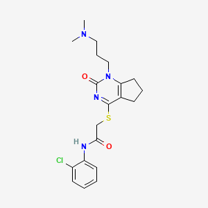 molecular formula C20H25ClN4O2S B2911878 N-(2-chlorophenyl)-2-({1-[3-(dimethylamino)propyl]-2-oxo-1H,2H,5H,6H,7H-cyclopenta[d]pyrimidin-4-yl}sulfanyl)acetamide CAS No. 898460-15-6
