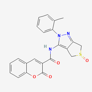 molecular formula C22H17N3O4S B2911888 N-[2-(2-methylphenyl)-5-oxo-2H,4H,6H-5lambda4-thieno[3,4-c]pyrazol-3-yl]-2-oxo-2H-chromene-3-carboxamide CAS No. 958961-44-9