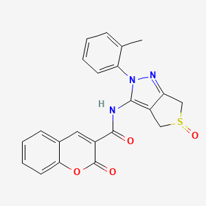 B2911888 N-[2-(2-methylphenyl)-5-oxo-4,6-dihydrothieno[3,4-c]pyrazol-3-yl]-2-oxochromene-3-carboxamide CAS No. 958961-44-9