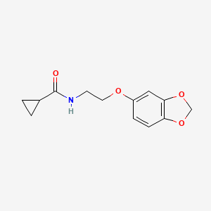 molecular formula C13H15NO4 B2911902 N-[2-(2H-1,3-benzodioxol-5-yloxy)ethyl]cyclopropanecarboxamide CAS No. 1172805-47-8