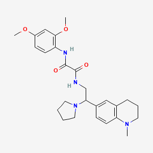 molecular formula C26H34N4O4 B2911903 N'-(2,4-dimethoxyphenyl)-N-[2-(1-methyl-1,2,3,4-tetrahydroquinolin-6-yl)-2-(pyrrolidin-1-yl)ethyl]ethanediamide CAS No. 922064-97-9