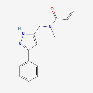 molecular formula C14H15N3O B2911910 N-methyl-N-[(5-phenyl-1H-pyrazol-3-yl)methyl]prop-2-enamide CAS No. 2361637-92-3