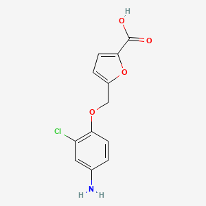 molecular formula C12H10ClNO4 B2911915 5-((4-Amino-2-chlorophenoxy)methyl)furan-2-carboxylic acid CAS No. 1245808-08-5
