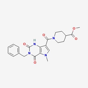 molecular formula C22H24N4O5 B2911930 methyl 1-(3-benzyl-5-methyl-2,4-dioxo-2,3,4,5-tetrahydro-1H-pyrrolo[3,2-d]pyrimidine-7-carbonyl)piperidine-4-carboxylate CAS No. 921783-57-5