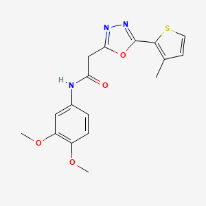molecular formula C17H17N3O4S B2911945 N-(3,4-dimethoxyphenyl)-2-[5-(3-methylthiophen-2-yl)-1,3,4-oxadiazol-2-yl]acetamide CAS No. 1251629-36-3