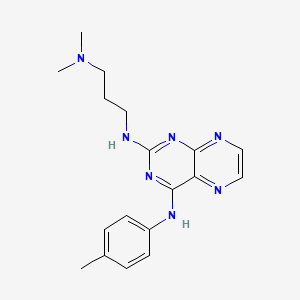 molecular formula C18H23N7 B2911946 N2-[3-(DIMETHYLAMINO)PROPYL]-N4-(4-METHYLPHENYL)PTERIDINE-2,4-DIAMINE CAS No. 946218-94-6